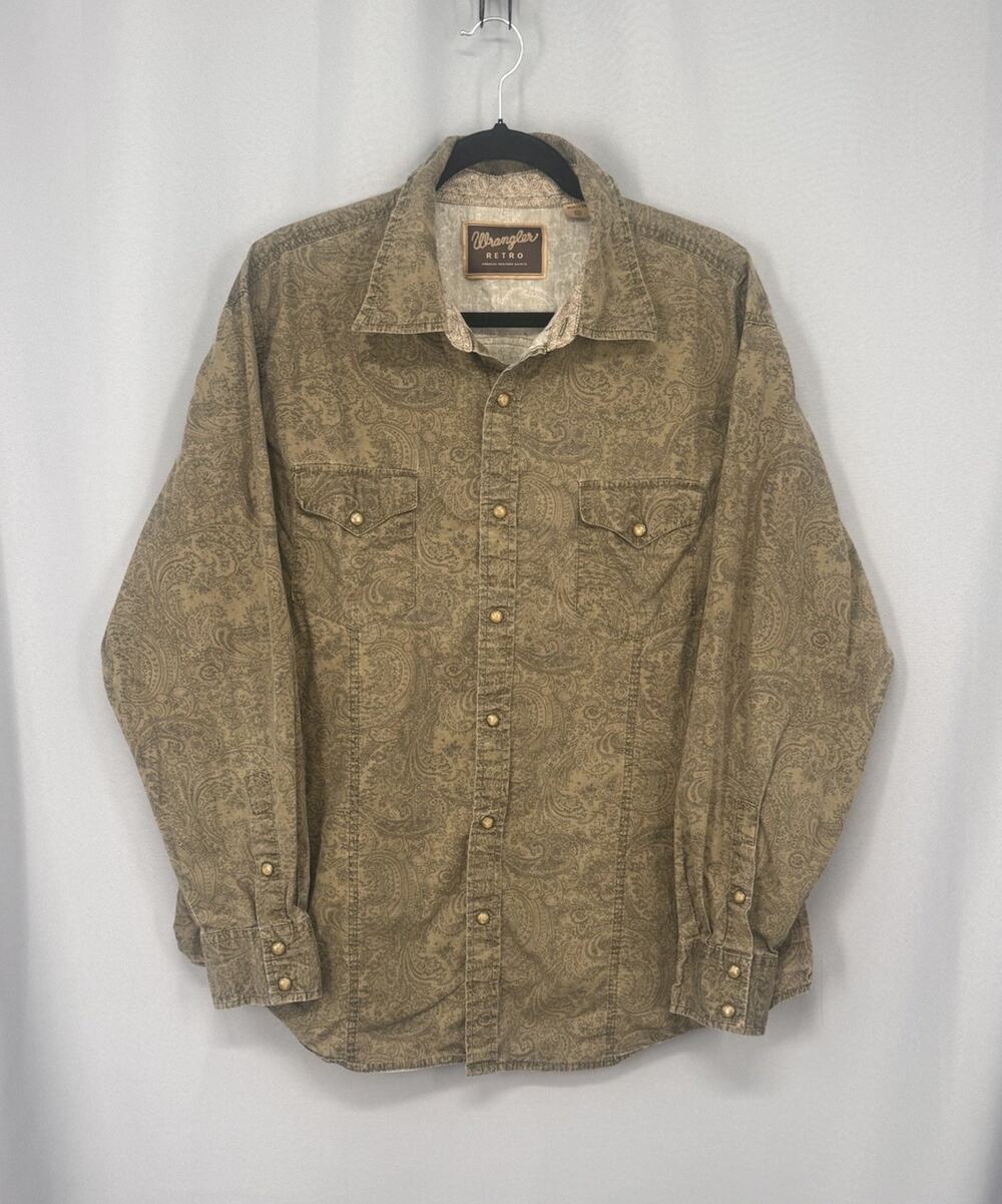 Wrangler Retro Shirt Mens XXL Multicolor Pearl Snap Paisley Western Workwear